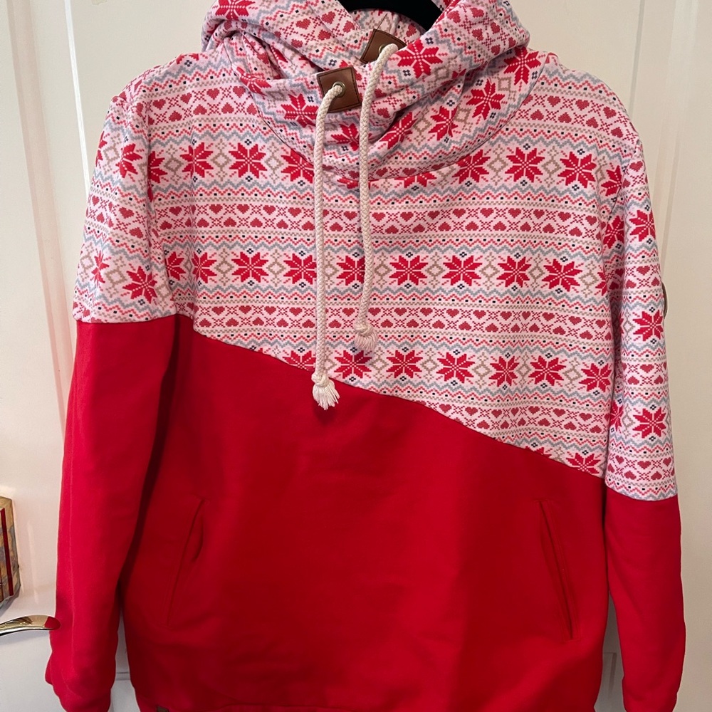 AMPERSAND AVE Festive Red and White Hoodie